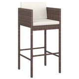 3 Piece Garden Bar Set with Cushions Poly Rattan Brown 3095377