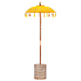 Parasol with Base Yellow 95 x 95 x 260 cm Cotton and Wood 3356915