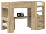 Loft Bed Frame with Desk Sonoma Oak 75 x 190 cm Engineered Wood 3410429