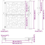 Garden Gate Black 100x100 cm Steel Leaf Design 4100959