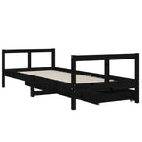 Kids Bed Frame with Drawers Black 80x200 cm Solid Wood Pine 834407