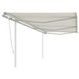 ZNTS Manual Retractable Awning with Posts 6x3 m Cream 3069997