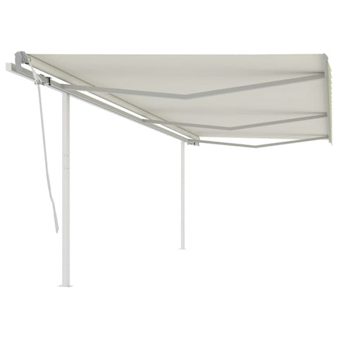 ZNTS Manual Retractable Awning with Posts 6x3 m Cream 3069997