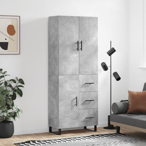Highboard Concrete Grey 69.5x34x180 cm Engineered Wood 3195927