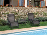 3pcs Folding Zero Gravity Chairs Sun Lounger Table Set w/ Cup Holders Reclining Garden Yard Pool, T3398P311639