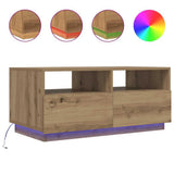 Coffee Table with LED Lights Artisan Oak 90x49x40 cm 857711