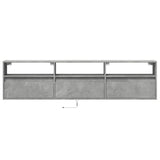 TV Wall Cabinet with LED Concrete Grey 180x31x45 cm 3307943