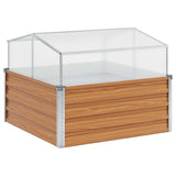 Garden Planter with Greenhouse Light Brown 100 x 100 x 77 cm 42017372