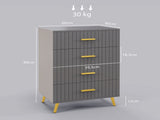Four Drawer Embossed Line Dresser - Grey/Gold Tone T3398P328343