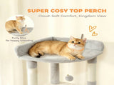 170 cm Large Cat Tree, Cat Tower with 7 Scratching Posts, 2 Condos, Hammock, Light Grey T3398P425281
