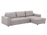 Linen-Look 'L' Storage Sofa Bed - Light Grey T3398P377950