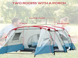 6-8 Person Tunnel Tent, Camping Tent with Bedroom, Living Room, Sewn-in Floor, 3 Doors and Carry T3398P348996