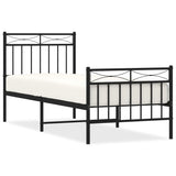 Metal Bed Frame without Mattress with Footboard Black 75x190cm 373699