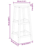 Bar Stool Set of 8 Natural wood Solid Acacia wood Standard 3115986