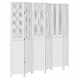 Room Divider 6 Panels White Solid Wood Paulownia 358732
