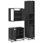 ZNTS 3 Piece Bathroom Furniture Set Black Engineered Wood 3301085