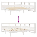 Bookcase Bed without Mattress White 200x200 cm Solid Wood Pine 3324306