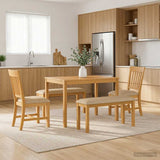 Dining Set 5 pcs Beige Solid Oak Wood 3430279