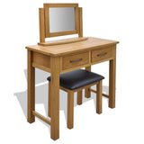 Dressing Table with Stool Solid Oak Wood 242742