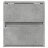 ZNTS Wall-mounted Bedside Cabinet with LED Lights Concrete Grey 3307967
