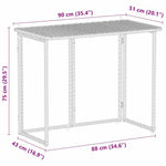 ZNTS Folding Garden Table Grey 90x51x75 cm Poly Rattan 4108256