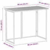 ZNTS Folding Garden Table Grey 90x51x75 cm Poly Rattan 4108256