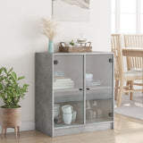 Side Cabinet with Glass Doors Concrete Grey 68x37x75.5 cm 836423