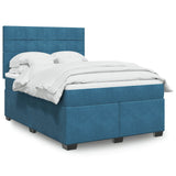 Box Spring Bed with Mattress Blue 140x190 cm Velvet 3290910