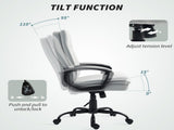 Linen-Look Double-Padded Office Chair - Grey T3398P554092
