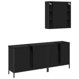 3 Piece Bathroom Cabinet Set Black Engineered Wood 3214730
