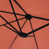 Double-Head Garden Parasol with LEDs Terracotta 449x265 cm 362958