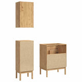 Bathroom Furniture Set FLORO 3 pcs Wax Brown Solid Pine Wood 3385883