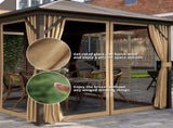 3 x 3 Metal Hardtop Gazebo, with Curtains and Accessories - Brown T3398P328435