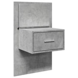 ZNTS Wall-mounted Bedside Cabinet with LED Lights Concrete Grey 848163