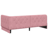 Corner Bed Frame with Headboard Pink 90 x 200 cm Velvet 42016536