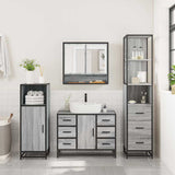 ZNTS 3 Piece Bathroom Furniture Set Grey Sonoma Engineered Wood 3301173