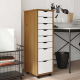 Rolling Cabinet with Drawers MOSS Honey Brown Solid Wood Pine 4015787