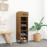 Shoe Cabinet Brown Oak 30x35x105 cm Engineered Wood 817566
