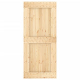 Sliding Door with Hardware Set 90x210 cm Solid Wood Pine 3203073