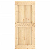 Sliding Door with Hardware Set 90x210 cm Solid Wood Pine 3203053