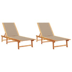 ZNTS Sun Loungers 2 pcs Taupe Solid Wood Acacia and Textilene 3279251