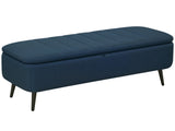 HOMCOM 92 x 31cm Linen-Look Storage Ottoman - Dark Blue T3398P554994