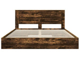 Storage Bed with Drawer Smoked Oak 140 x 190 cm Engineered Wood 3410242