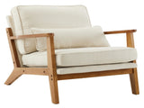 Oak Armrest Oak Upholstered Single Lounge Chair Indoor Lounge Chair Off-White 68954457