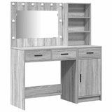 Dressing Table with Mirror Lights 2 pcs Grey Engineered Wood 3334268