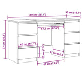 Writing Desk Smoked Oak 140x50x77 cm Engineered Wood 815438
