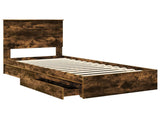 Storage Bed with Drawer Smoked Oak 90 x 190 cm Engineered Wood 3409591