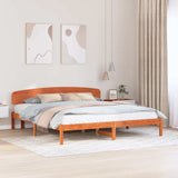 Bed Frame with Headboard Wax Brown 200 x 200 cm Solid Pine Wood 872052