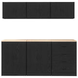 ZNTS Garage Cabinets 6 pcs Black Engineered Wood 3328342