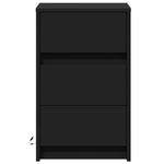 ZNTS Bedside Cabinet with LED Lights Black Engineered Wood 852013